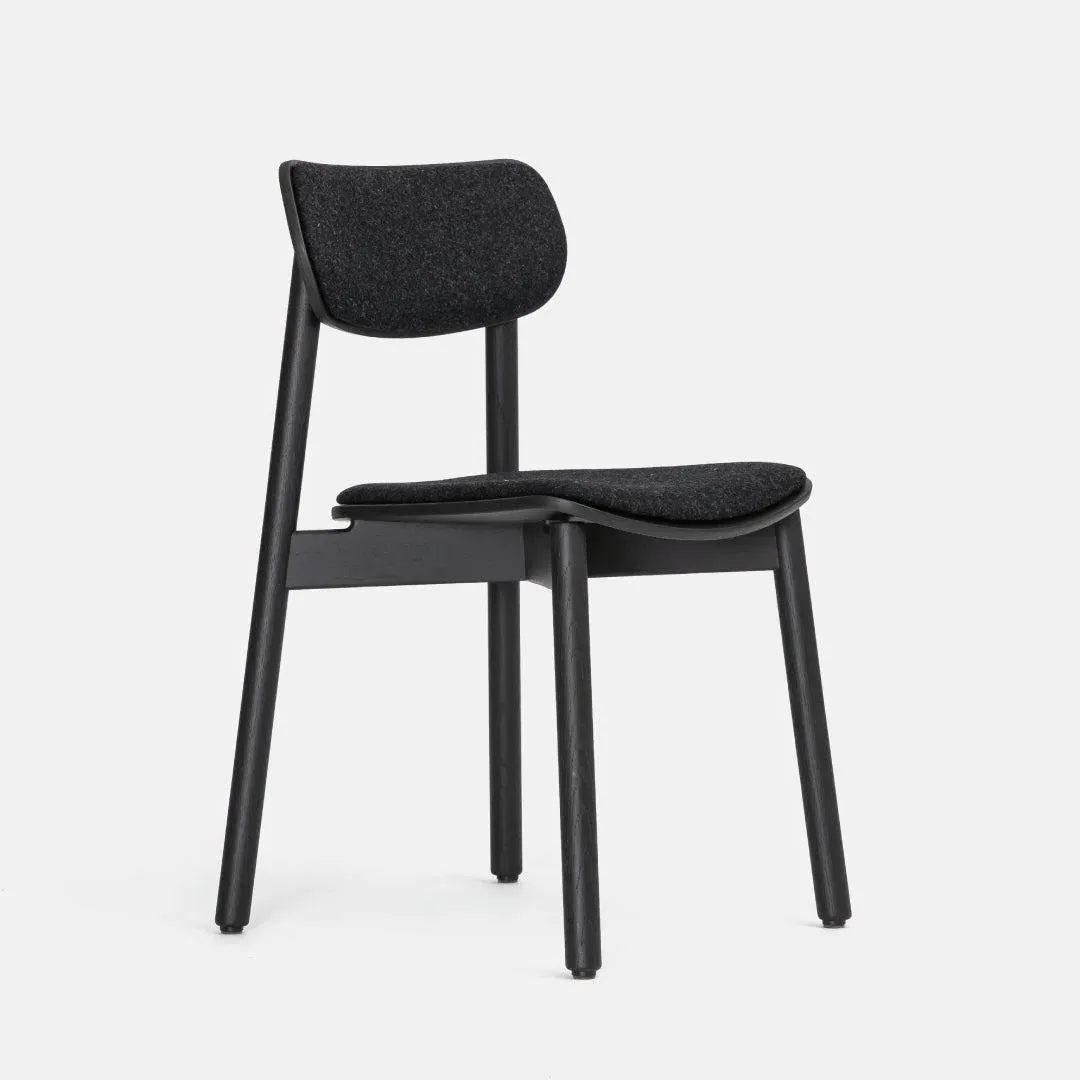 Dining Chair with Upholstery - Black, Wool