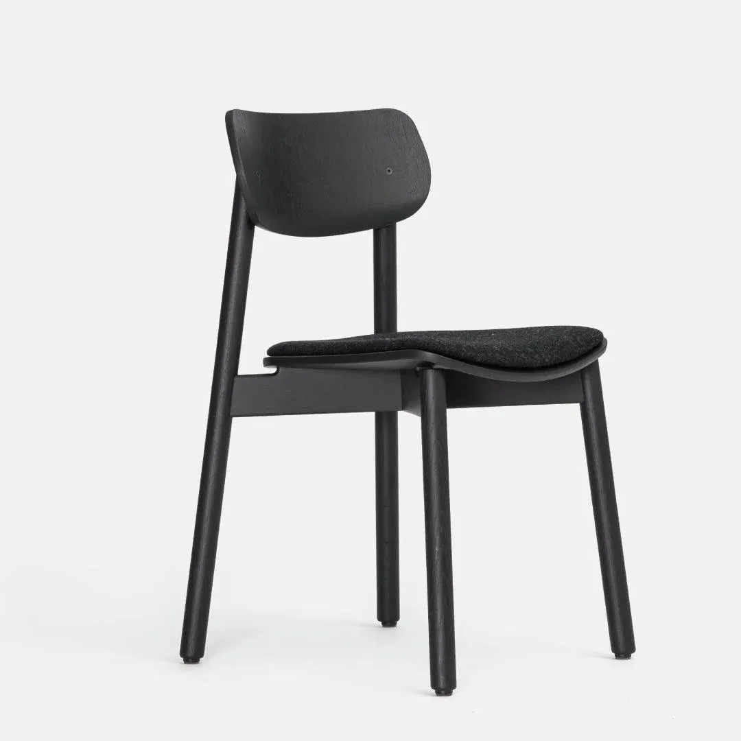 Dining Chair with Upholstery - Black, Wool