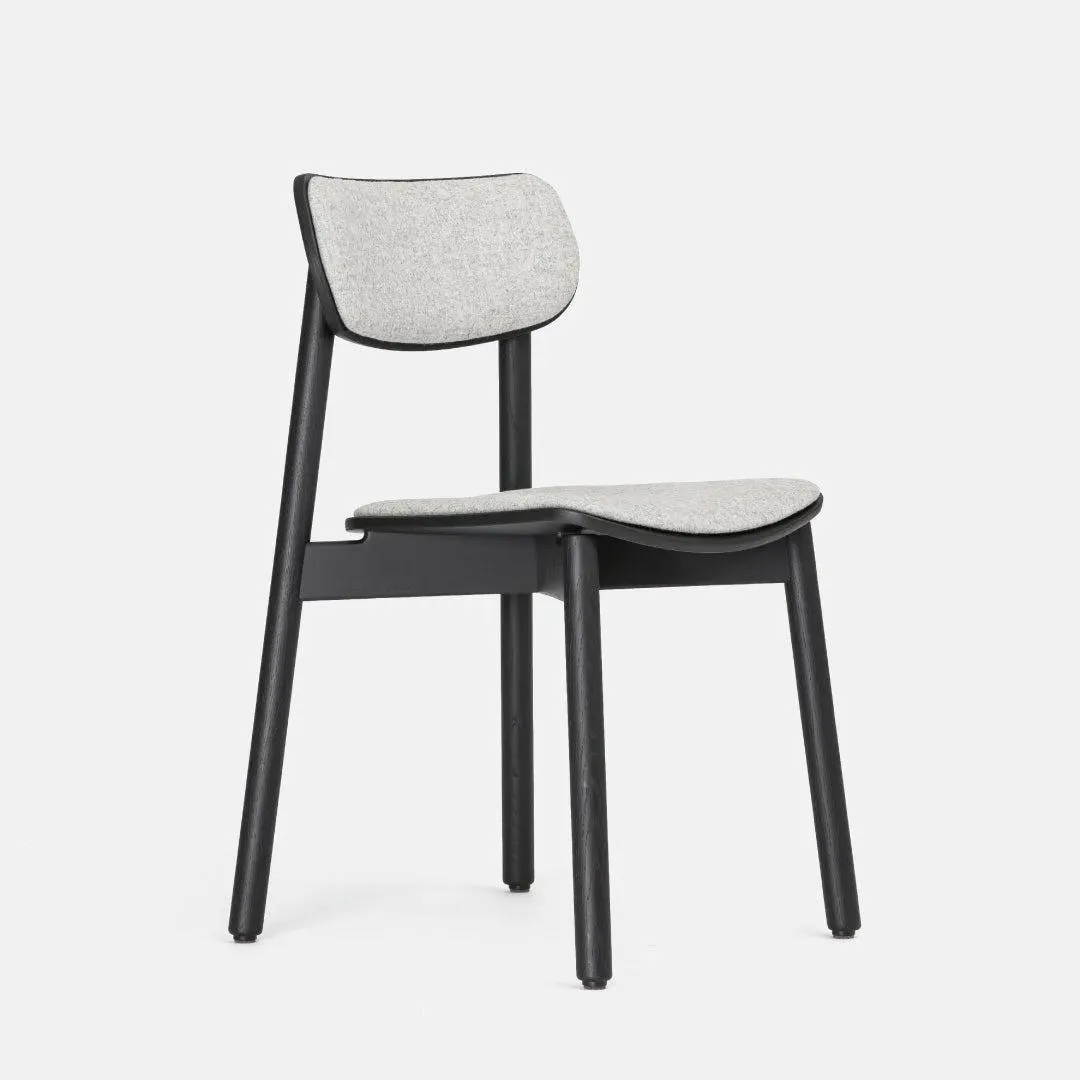 Dining Chair with Upholstery - Black, Wool