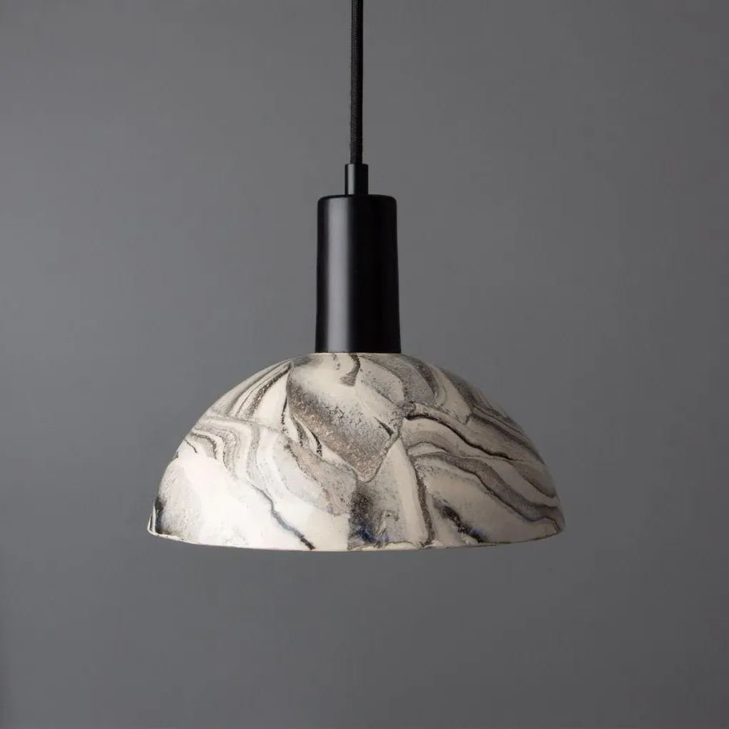 Dome Pendant Light - Marbled, Ceramic
