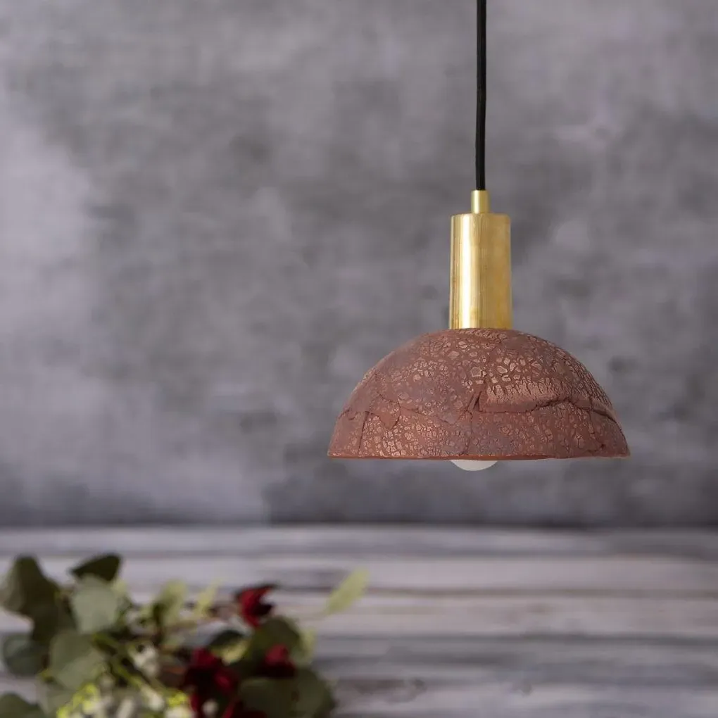 Dome Pendant Light - Red Iron, Ceramic