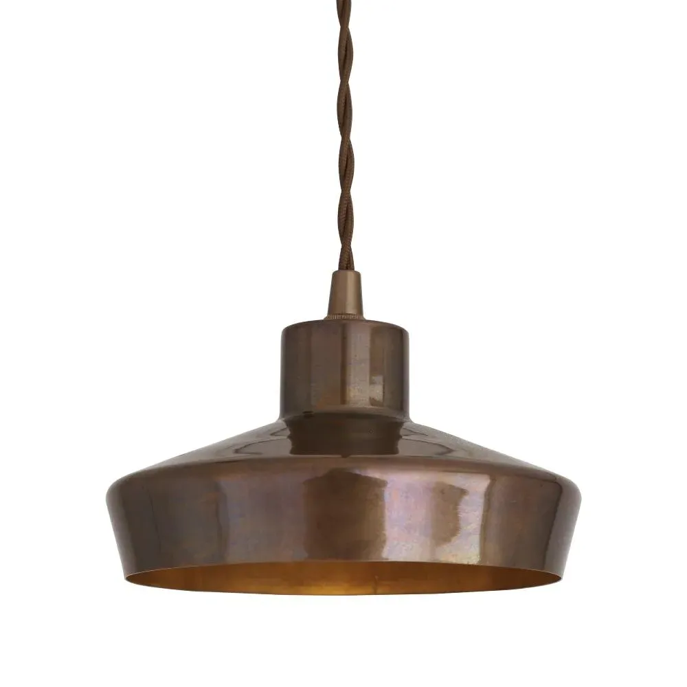 Domed Pendant Light with Cable - Antique Brass