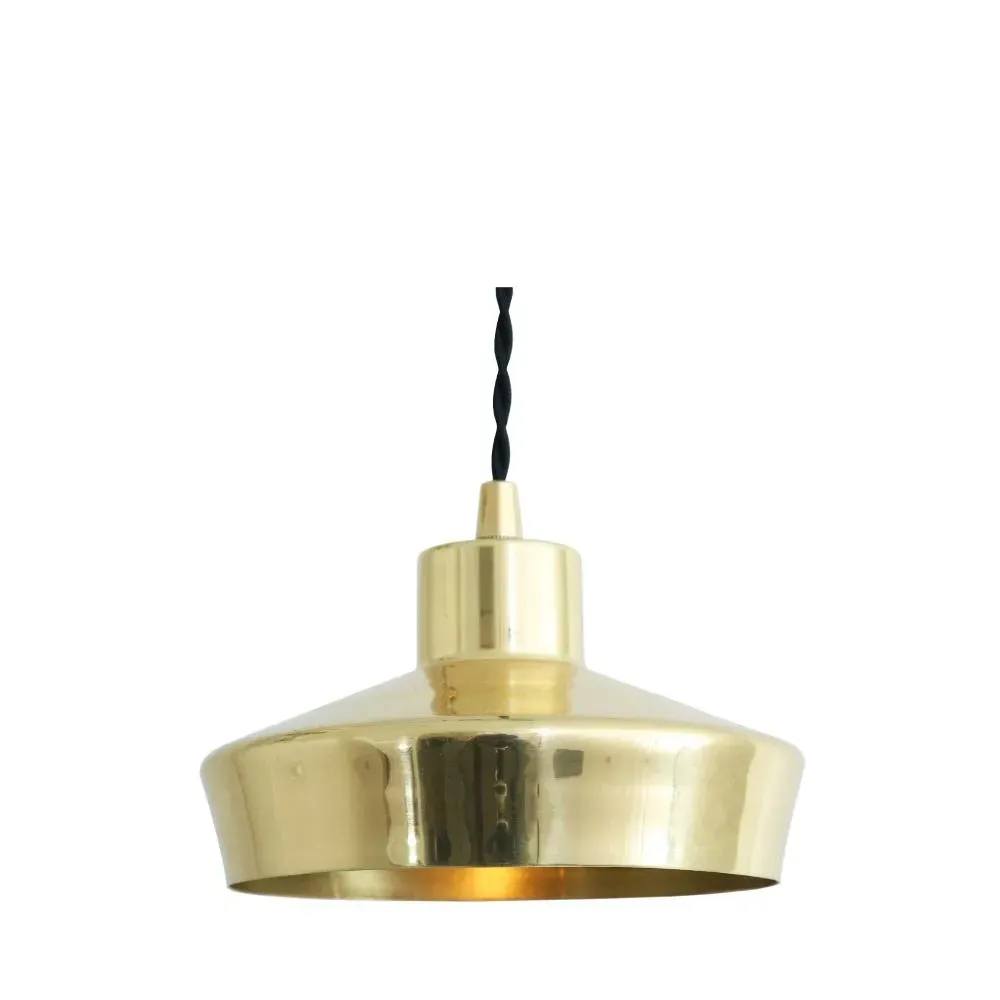 Domed Pendant Light with Cable - Polished Brass