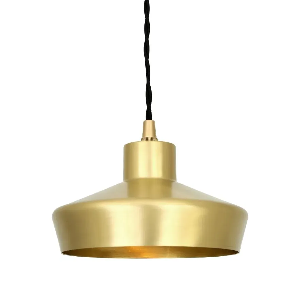 Domed Pendant Light with Cable - Satin Brass