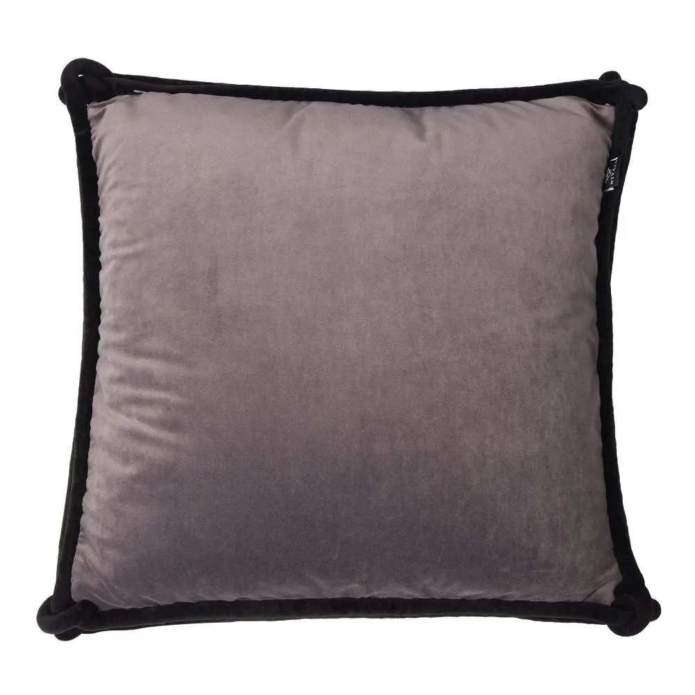 Double-Sided Cushion with Knotted Trim - Plum, Velvet