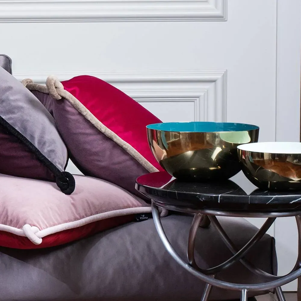 Double-Sided Cushion with Knotted Trim - Raspberry, Velvet