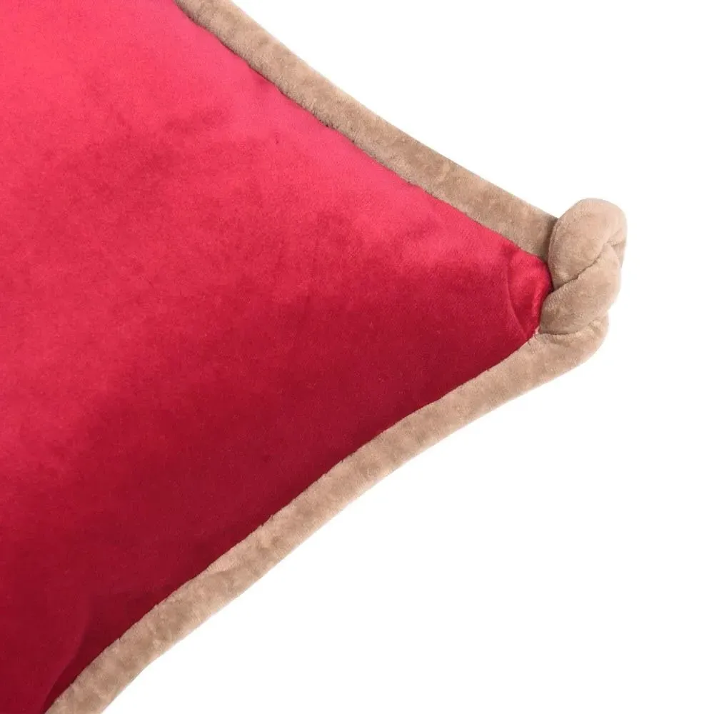 Double-Sided Cushion with Knotted Trim - Raspberry, Velvet