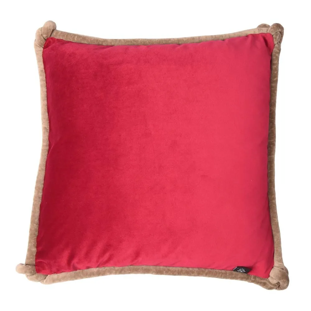 Double-Sided Cushion with Knotted Trim - Raspberry, Velvet