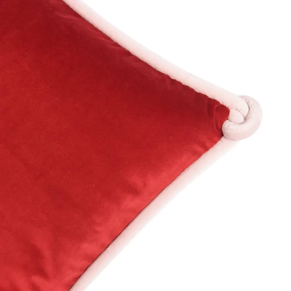 Double-Sided Cushion with Knotted Trim - Red, Velvet