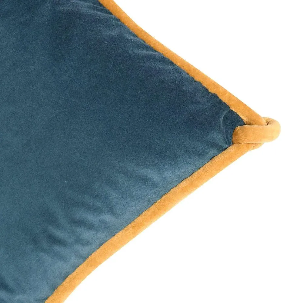 Double-Sided Cushion with Knotted Trim - Teal, Velvet