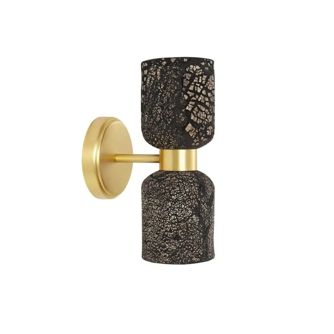 Double Wall Light - Black, Ceramic & Brass