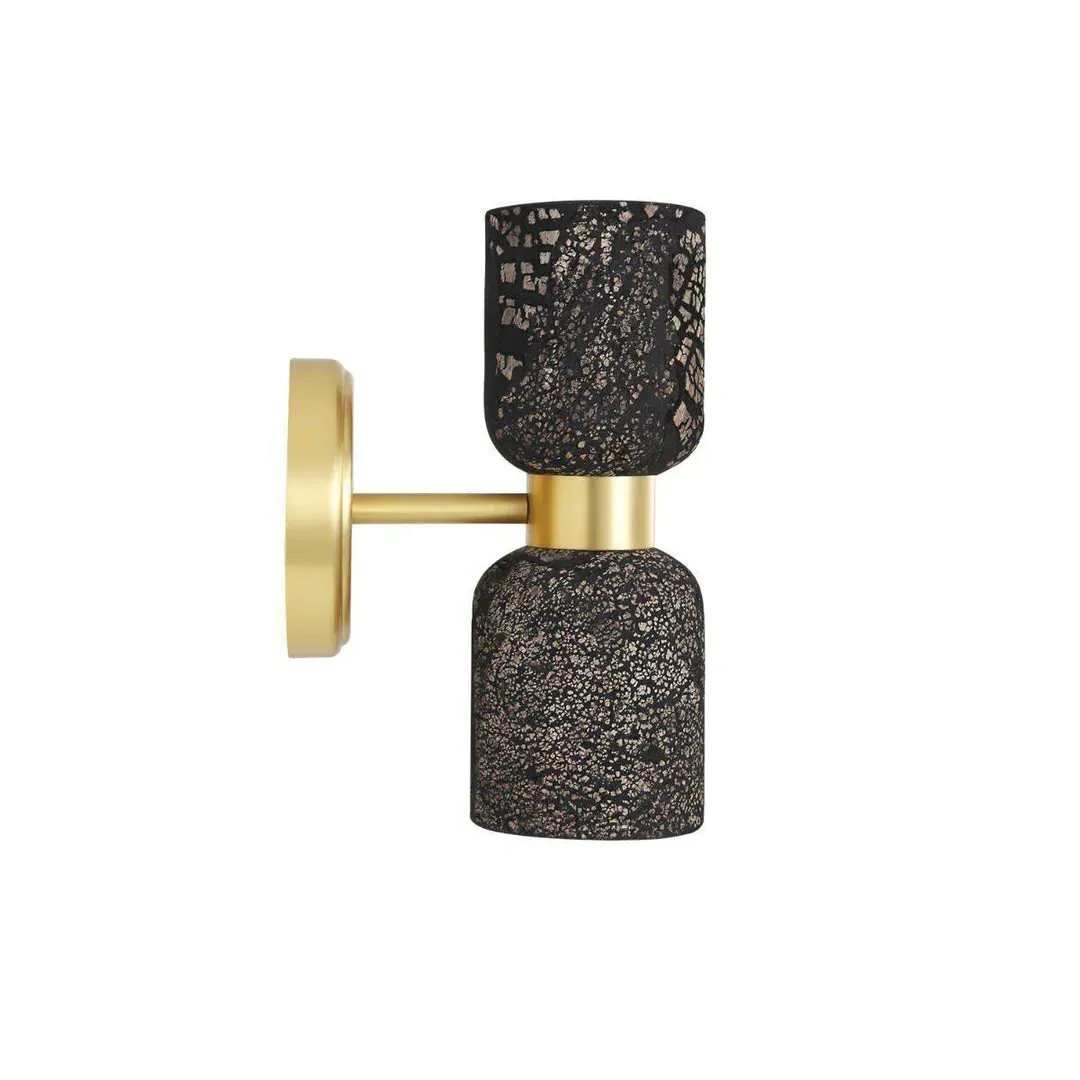 Double Wall Light - Black, Ceramic & Brass