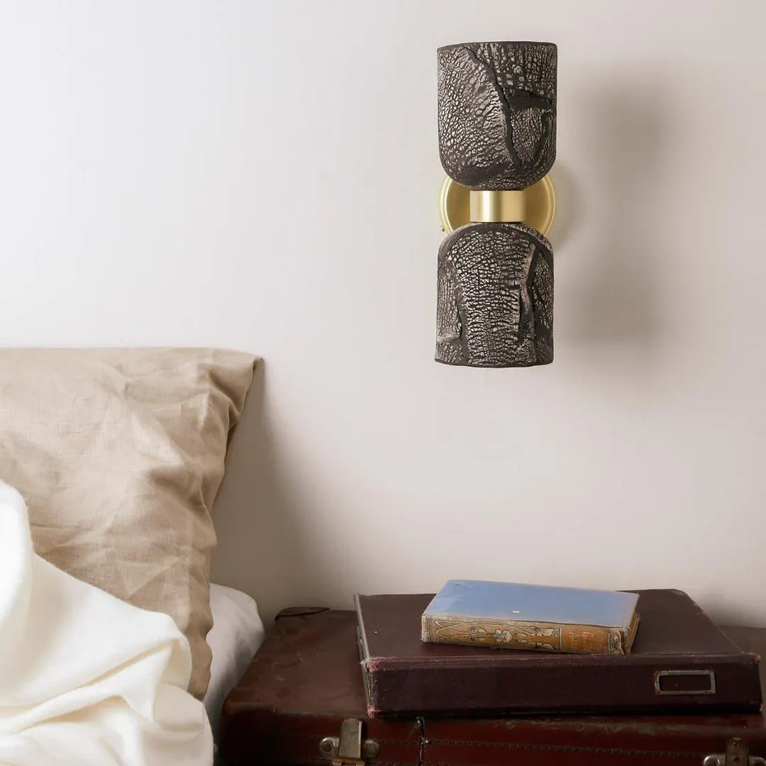 Double Wall Light - Black, Ceramic & Brass