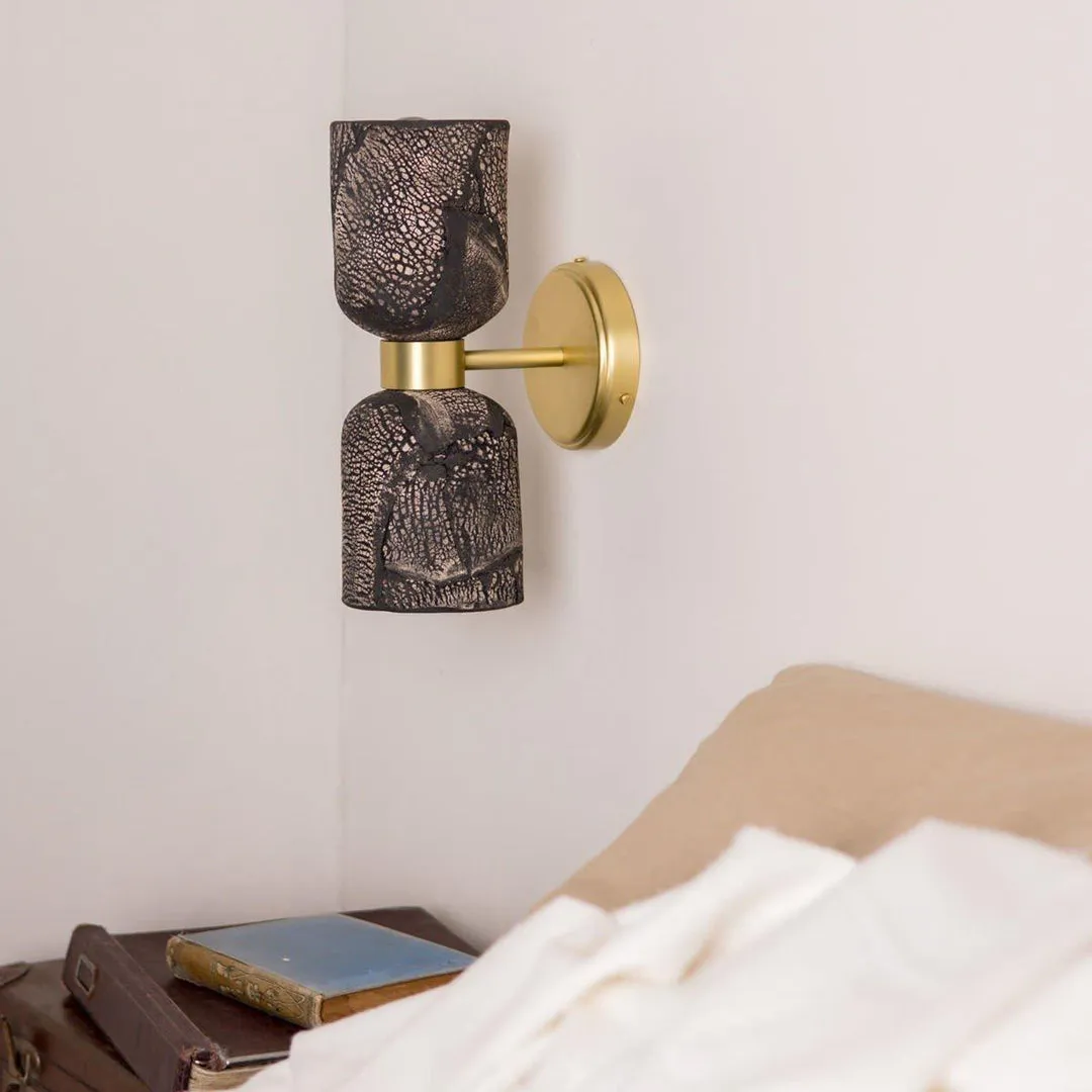 Double Wall Light - Black, Ceramic & Brass image