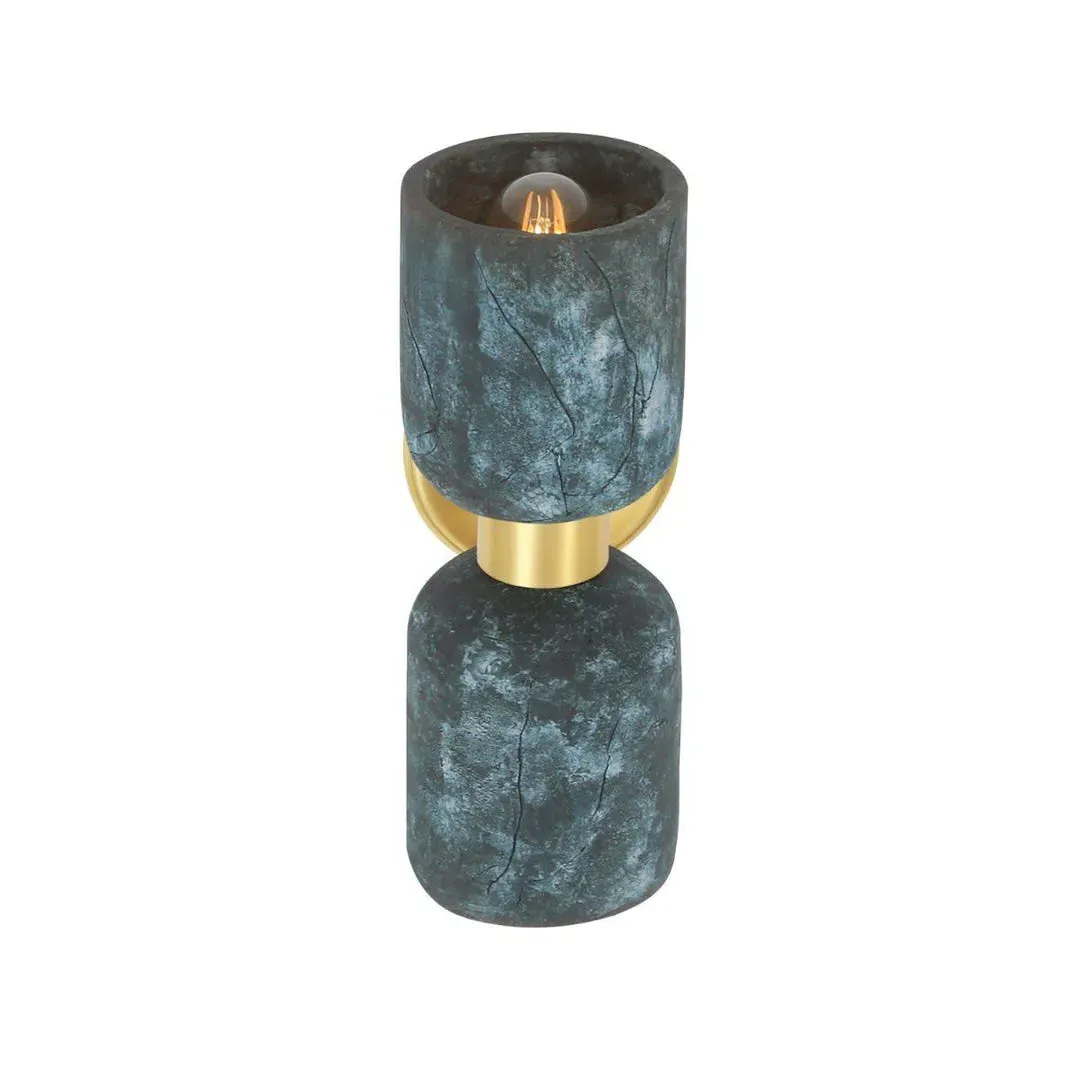 Double Wall Light - Blue, Ceramic & Brass