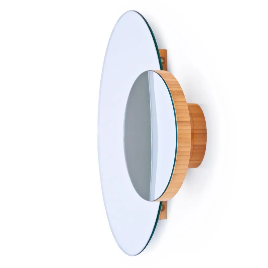Eclipse Wall Mirror with Magnifier - Bamboo
