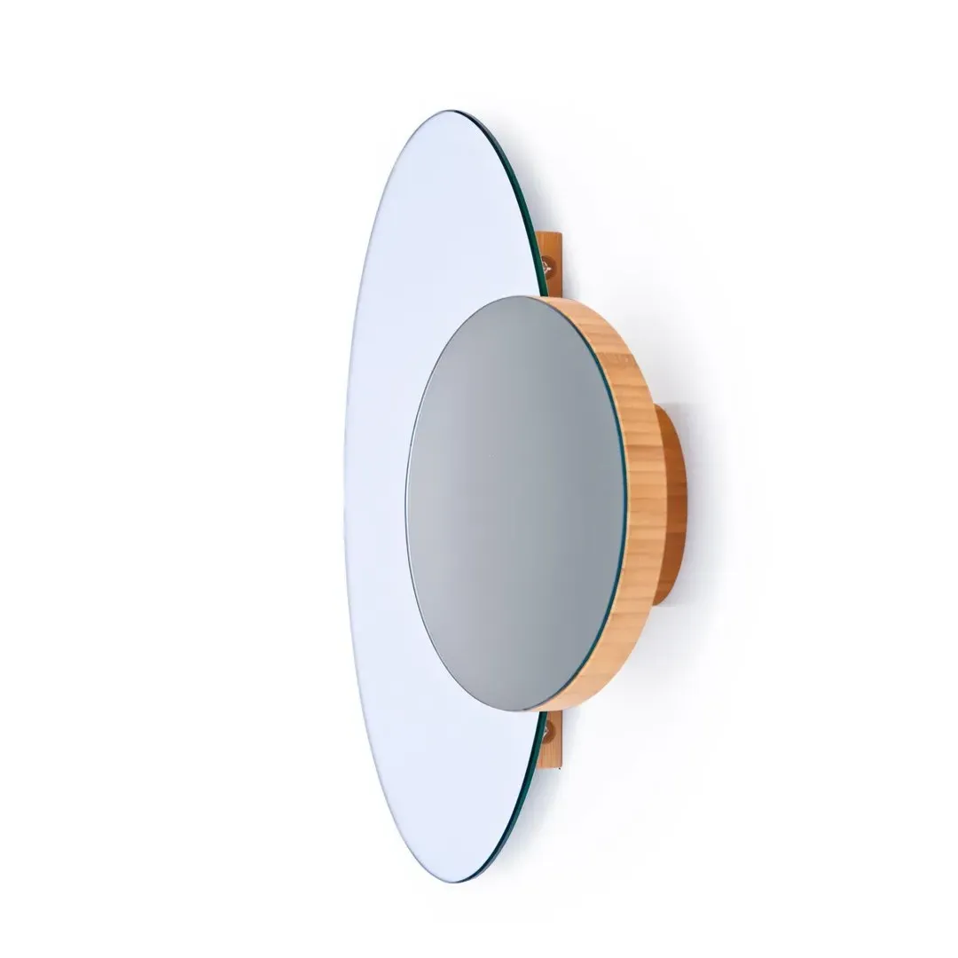 Eclipse Wall Mirror with Magnifier - Bamboo