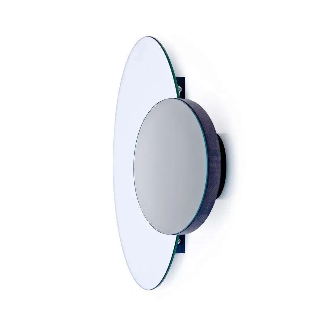 Eclipse Wall Mirror with Magnifier - Dark Oak