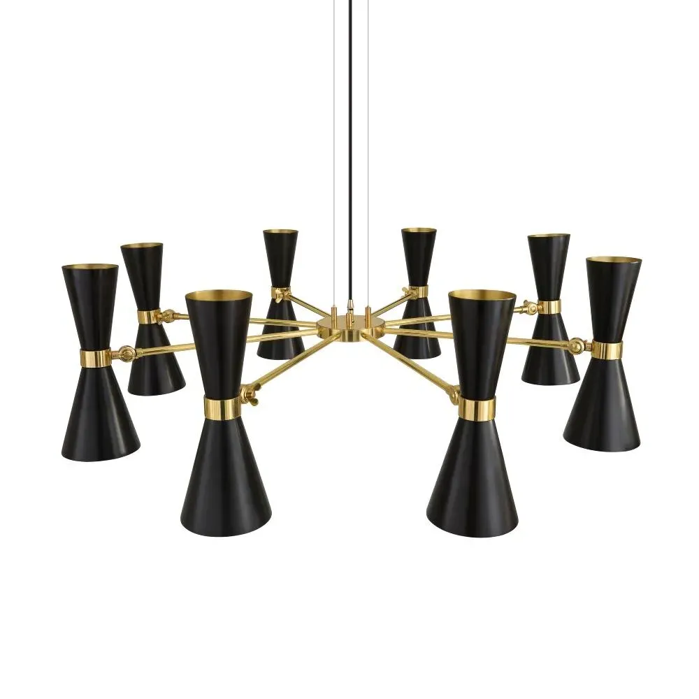 Eight Arm Contemporary Chandelier - Black