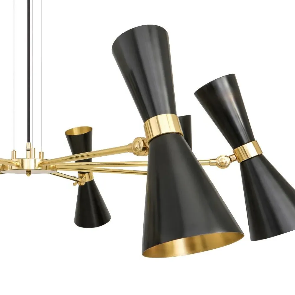 Eight Arm Contemporary Chandelier - Black
