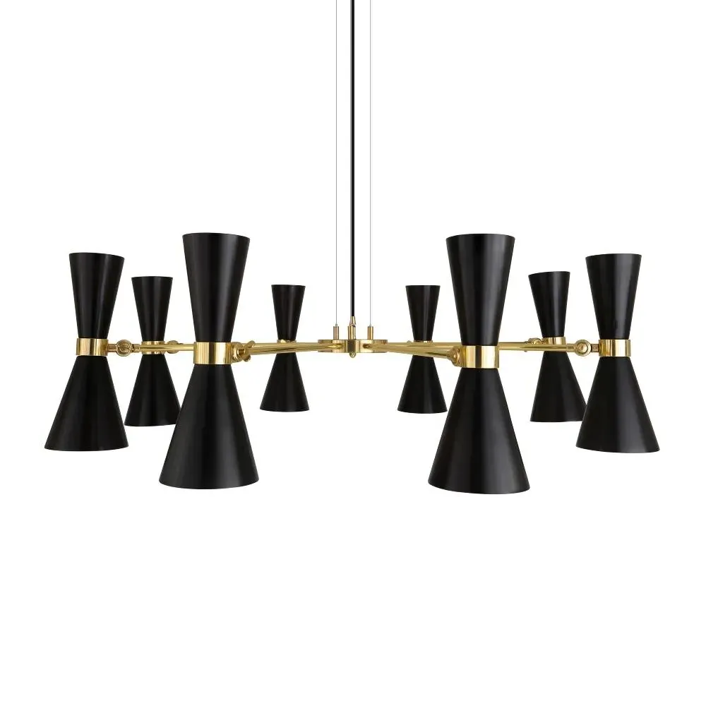 Eight Arm Contemporary Chandelier - Black