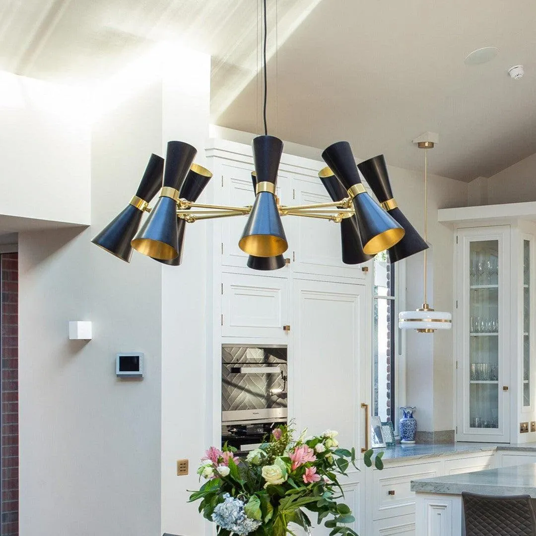 Eight Arm Contemporary Chandelier - Black