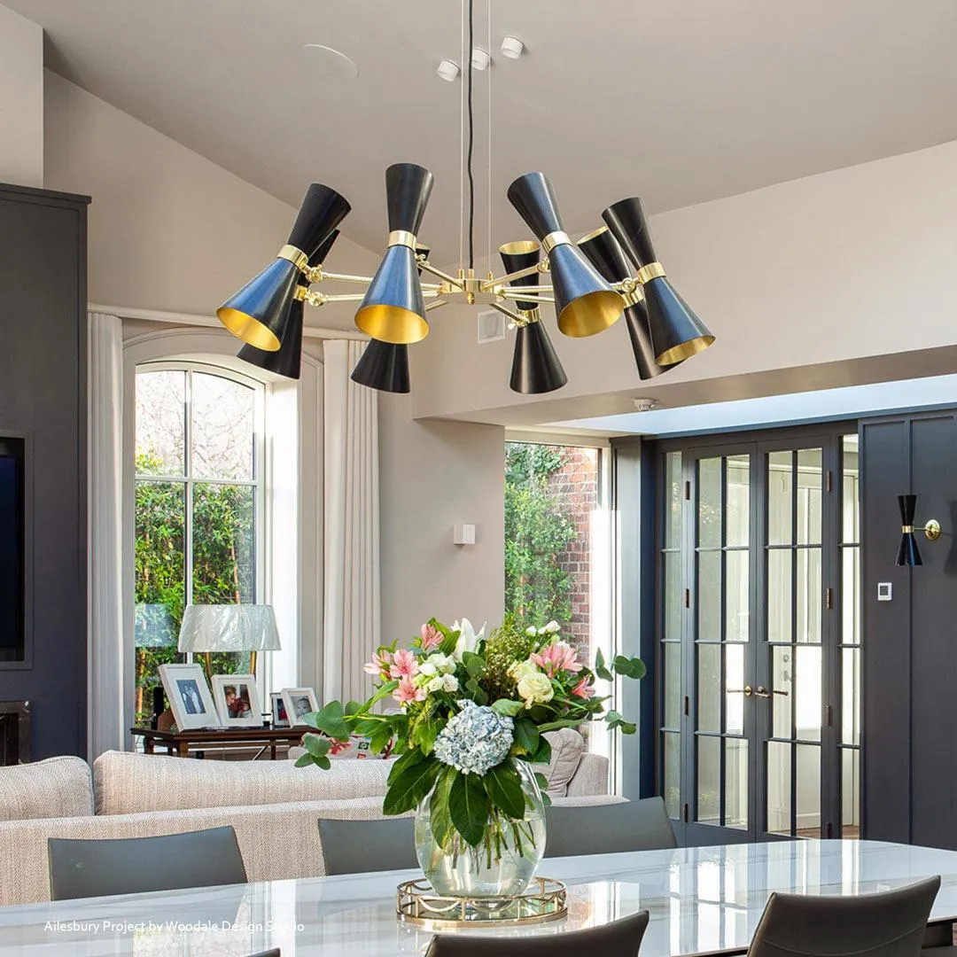 Eight Arm Contemporary Chandelier - Black