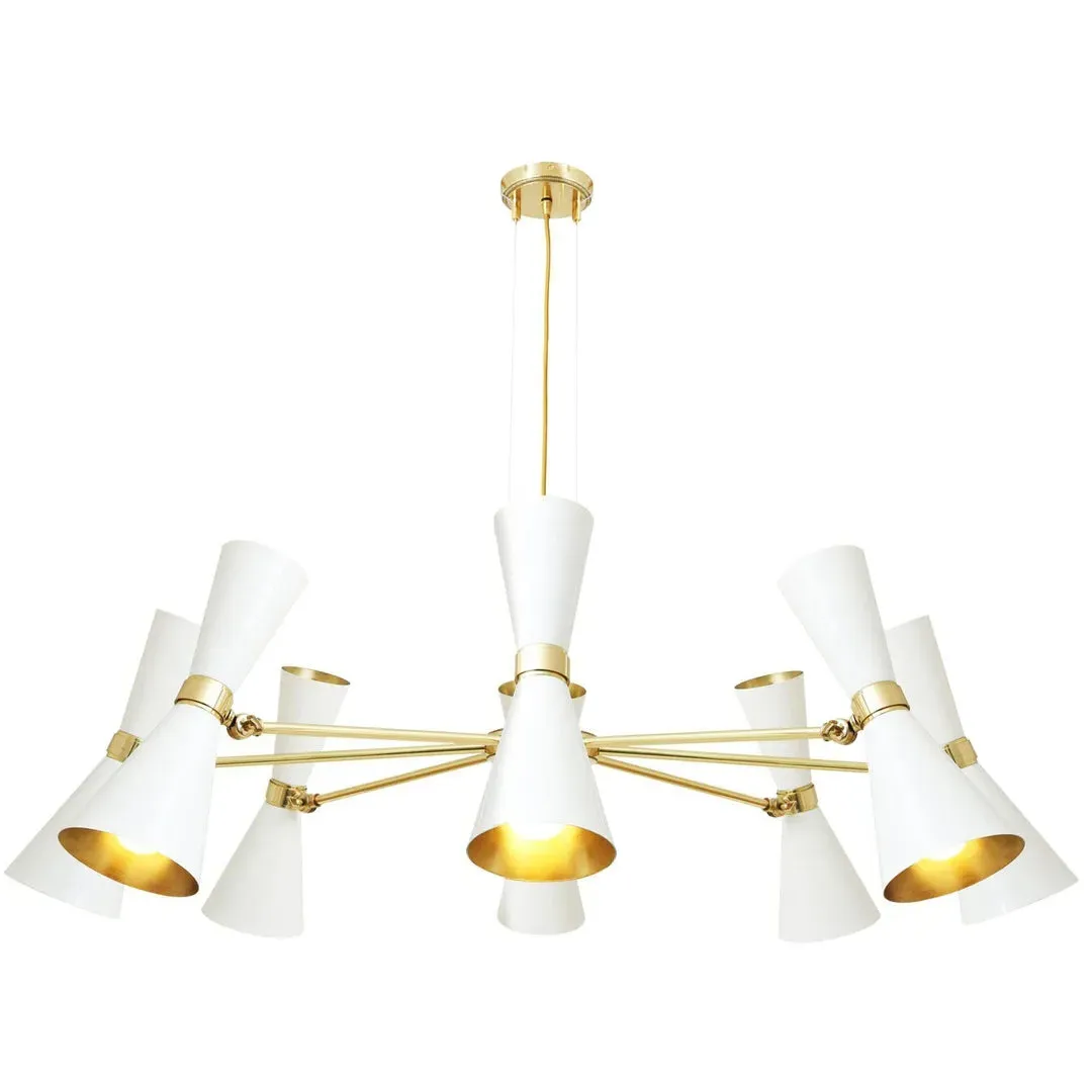 Eight Arm Contemporary Chandelier - White