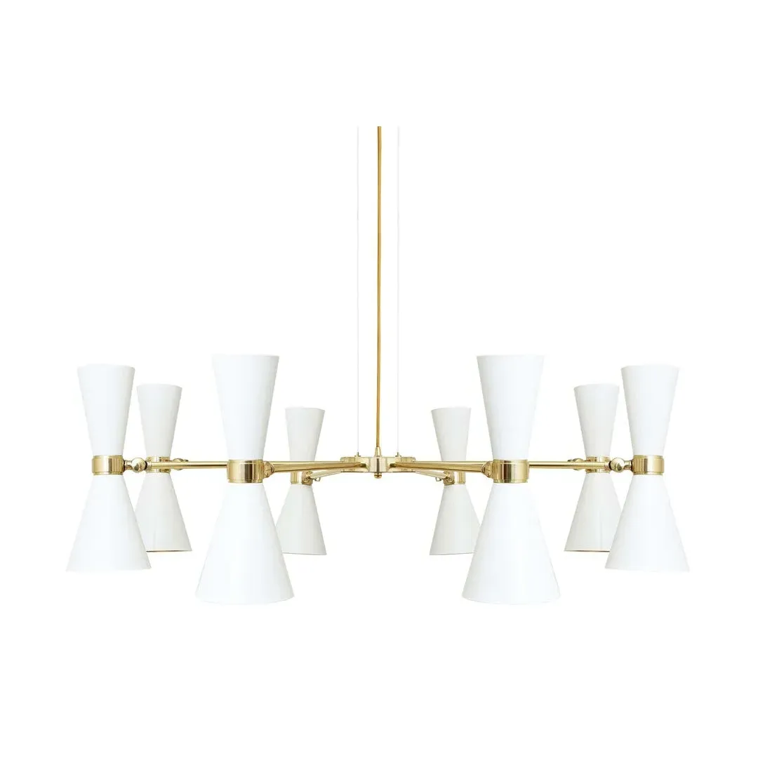 Eight Arm Contemporary Chandelier - White