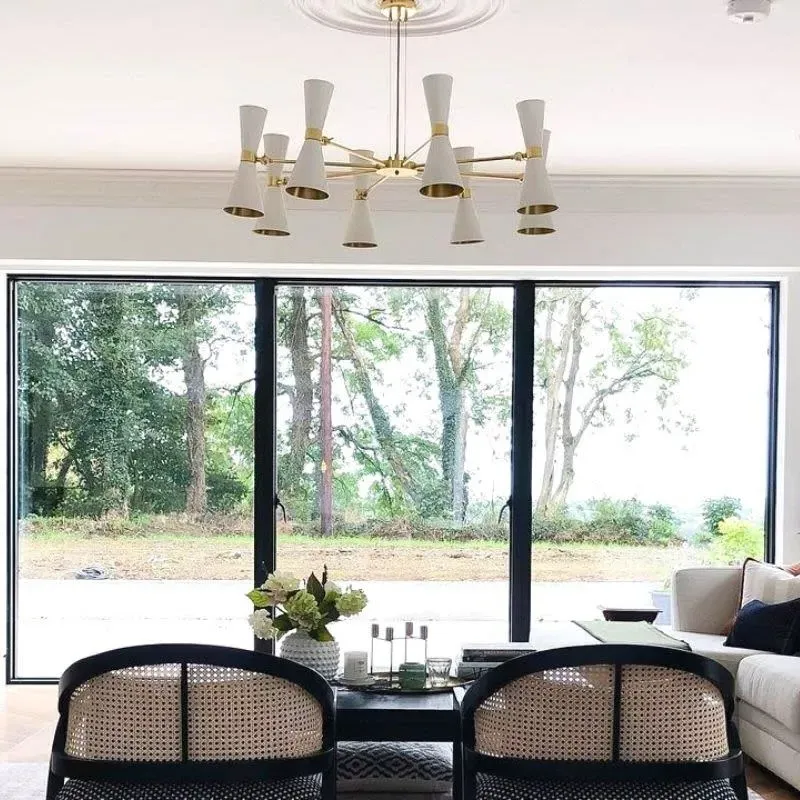 Eight Arm Contemporary Chandelier - White