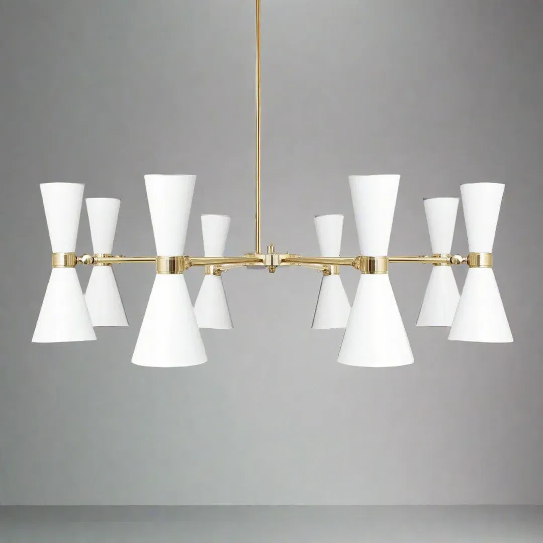 Eight Arm Contemporary Chandelier - White