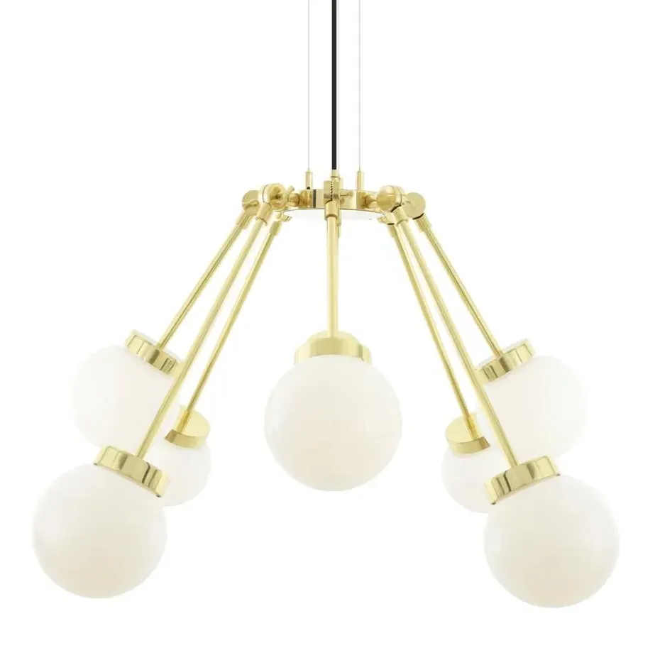 Eight-Arm Globe Chandelier - Brass, Metal image