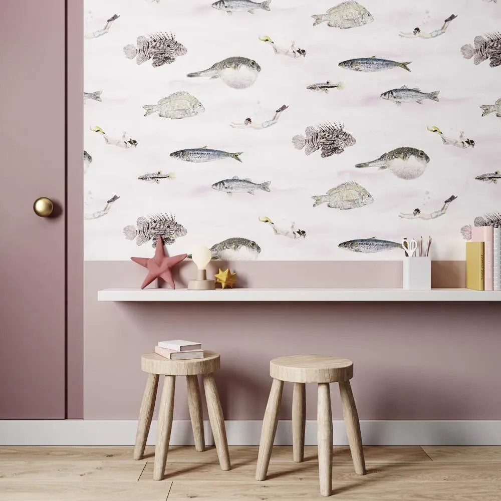 Fish Classic Wallpaper Roll - Pink