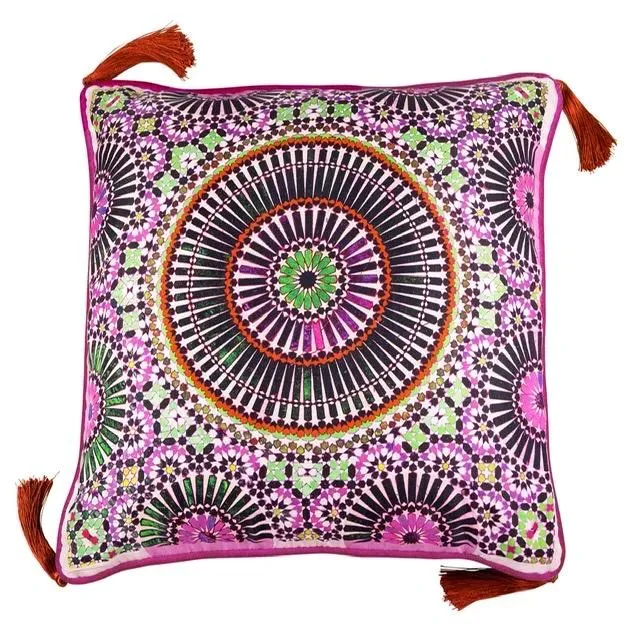 Floor Cushion with Tassels - Silk, Velvet