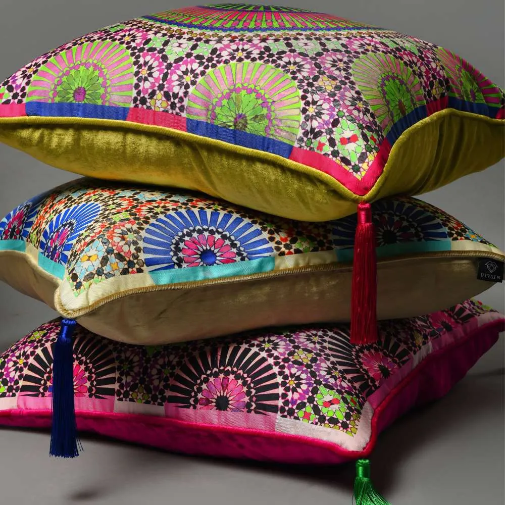 Floor Cushion with Tassels - Silk, Velvet image