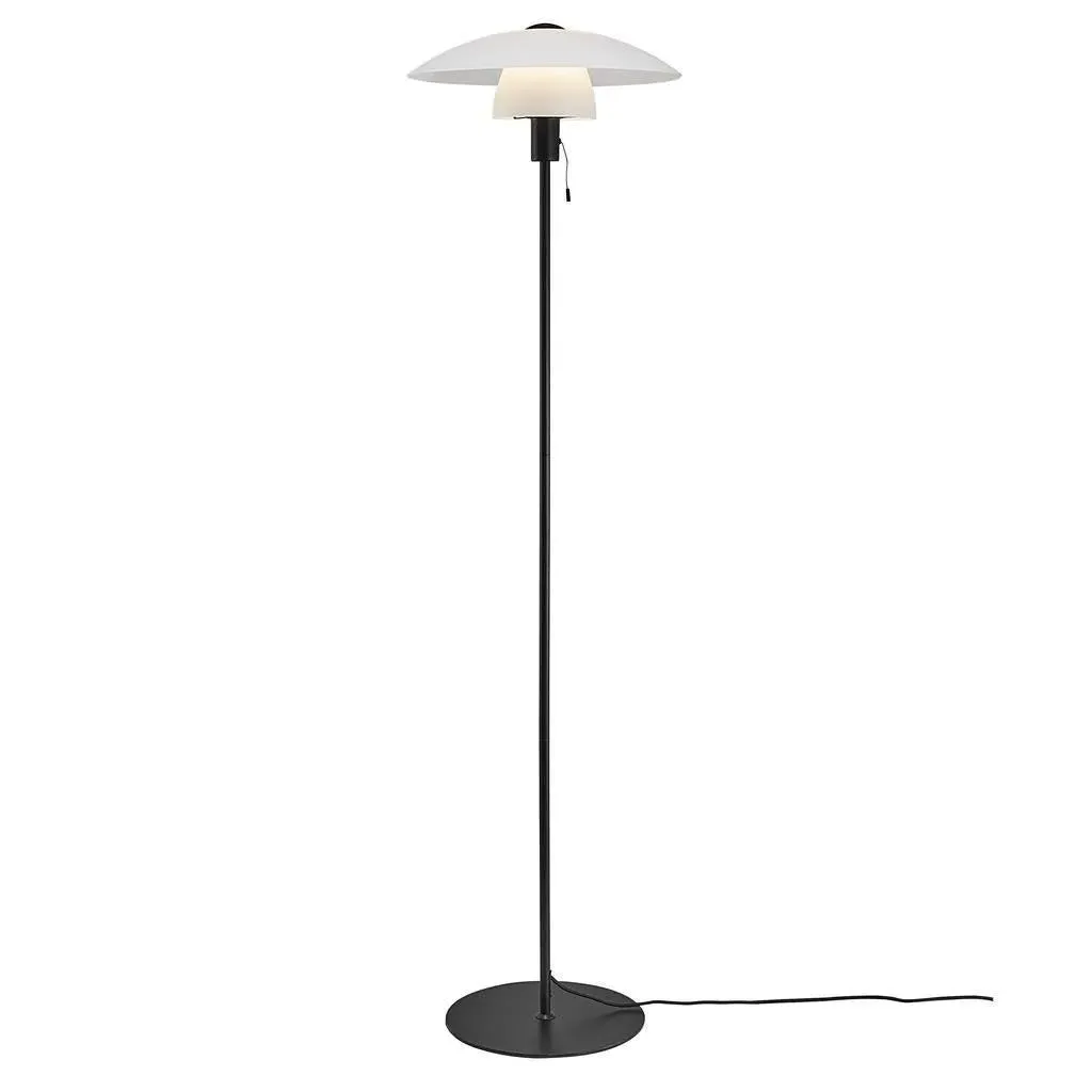 Floor Lamp with Dual Shades - White, Glass