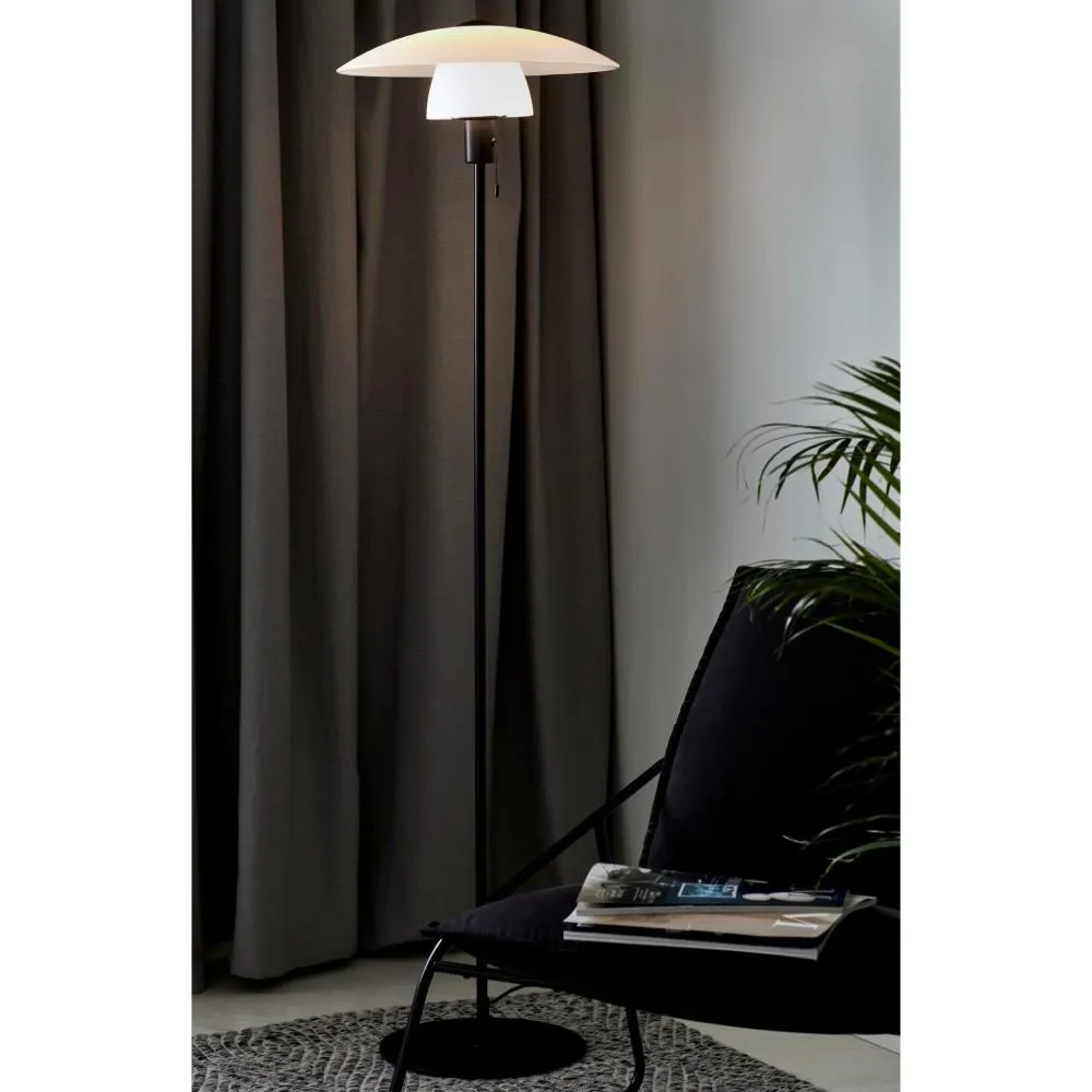 Floor Lamp with Dual Shades - White, Glass