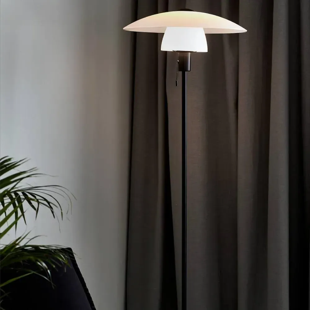 Floor Lamp with Dual Shades - White, Glass image