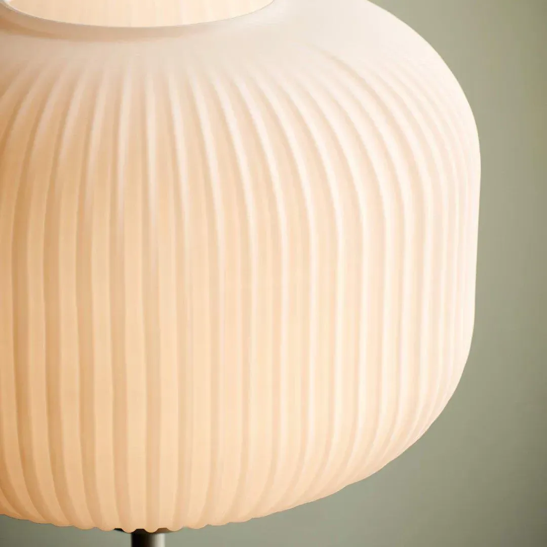 Floor Lamp with Grooved Shade - White, Glass