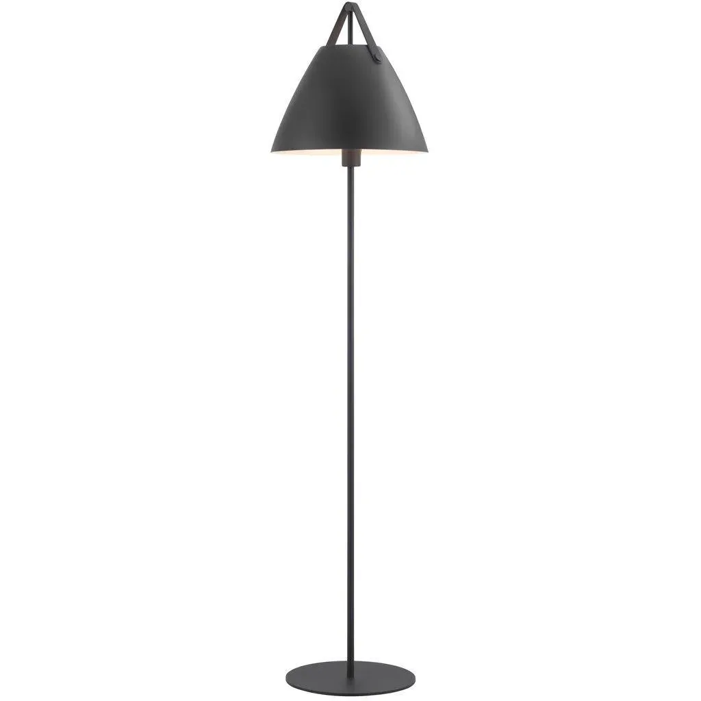 Floor Lamp with Leather Strap - Black, Metal