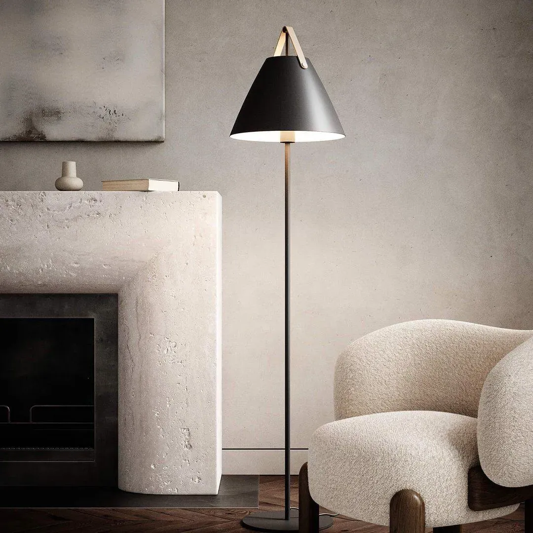 Floor Lamp with Leather Strap - Black, Metal image
