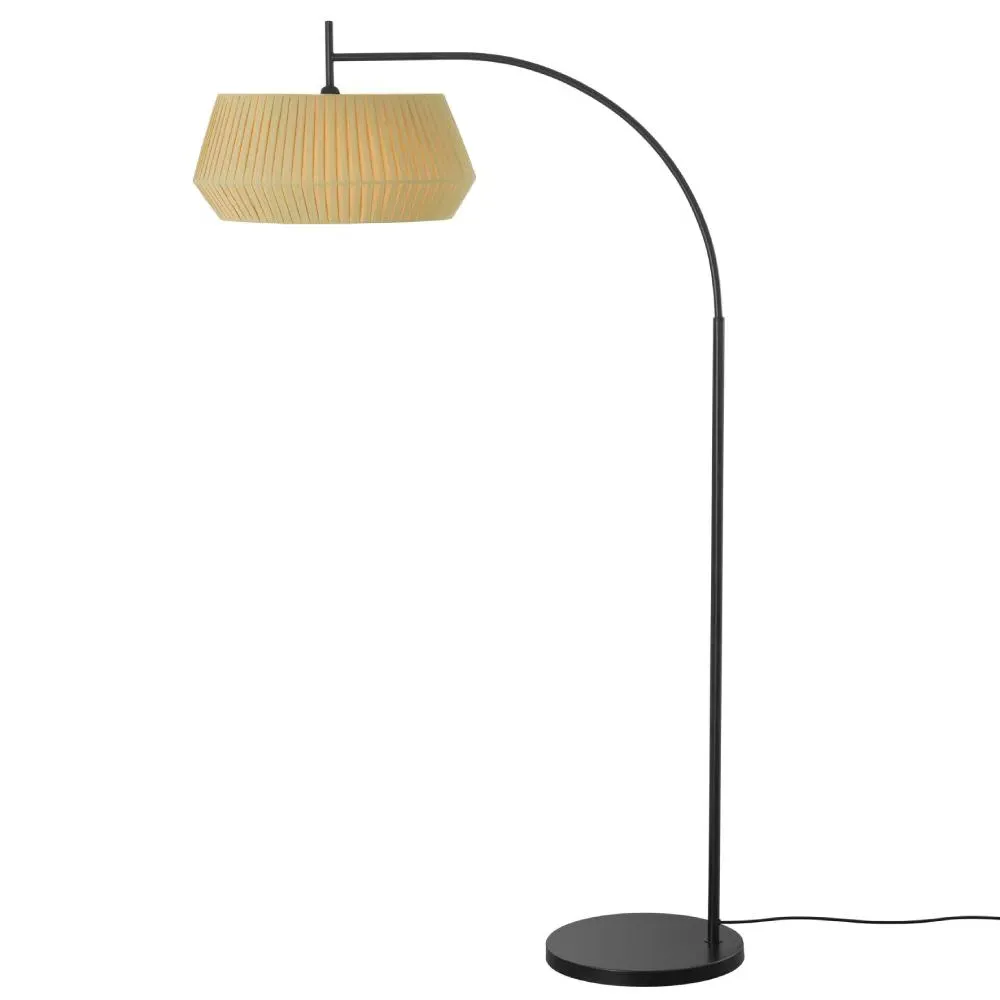 Floor Lamp with Pleated Shade - Beige, Cotton