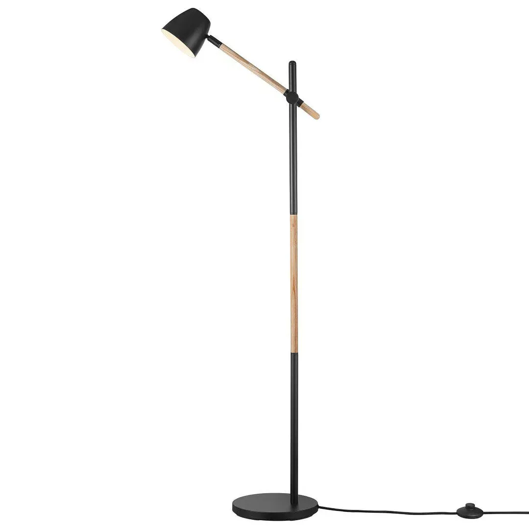 Floor Lamp with Wood Base - Ash, Metal