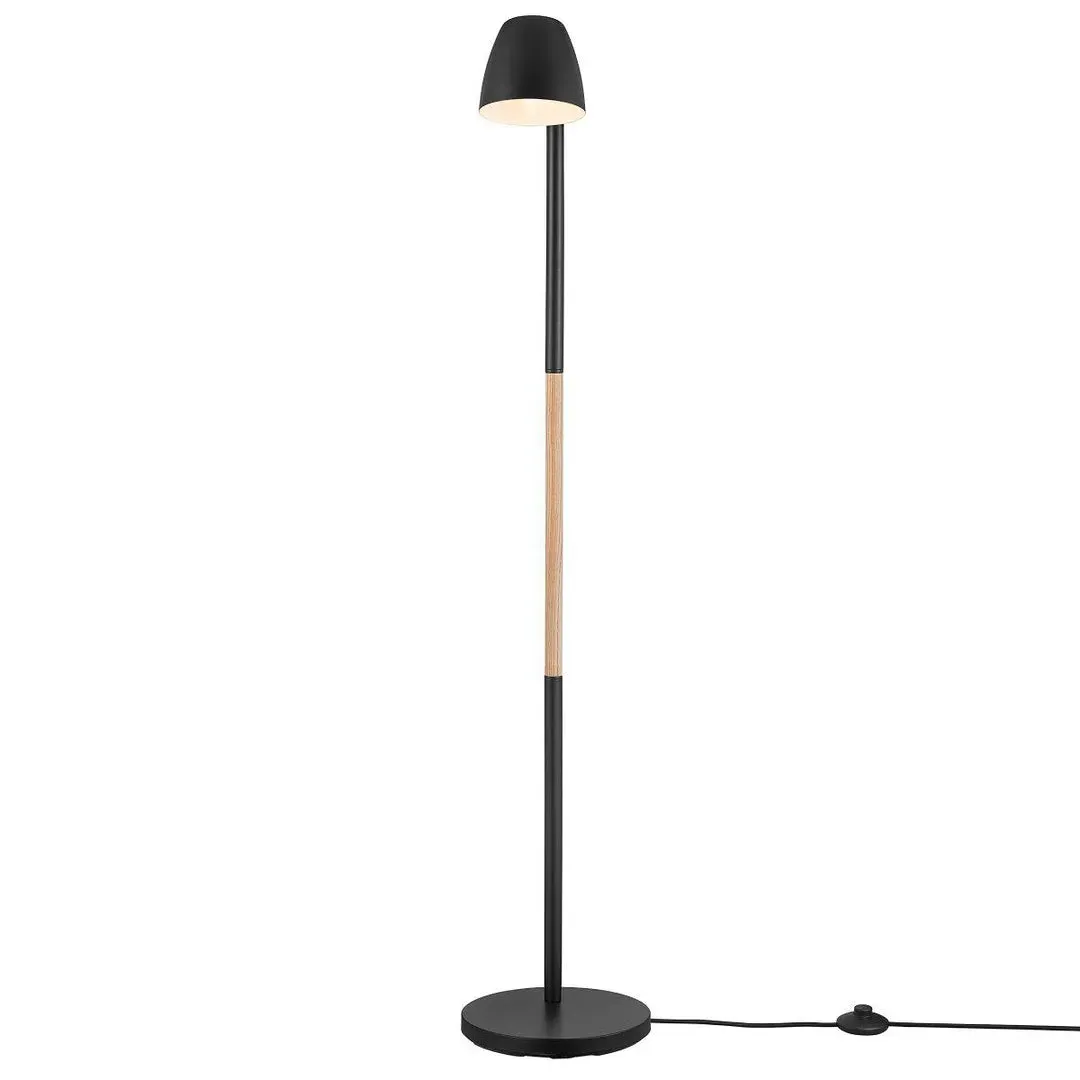 Floor Lamp with Wood Base - Ash, Metal