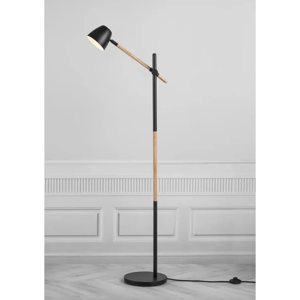 Floor Lamp with Wood Base - Ash, Metal