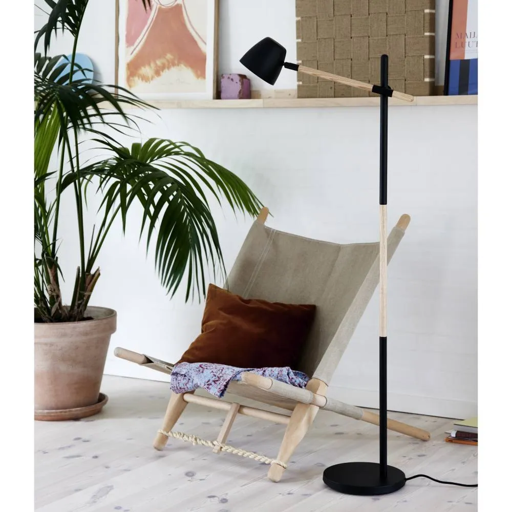 Floor Lamp with Wood Base - Ash, Metal