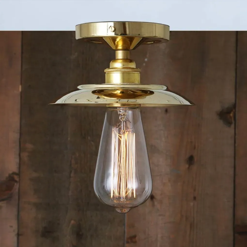 Flush Ceiling Light - Satin Brass, Metal