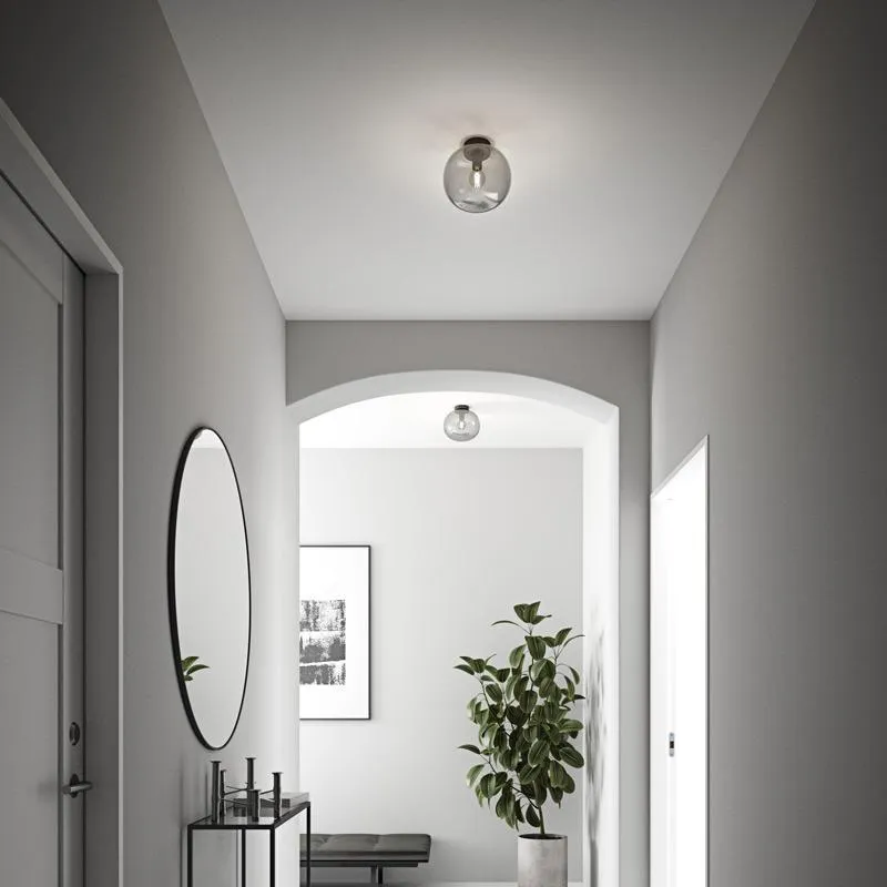 Flush Mount Ceiling Light - Smoked Glass, Metal