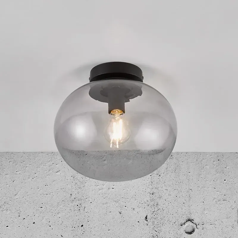 Flush Mount Ceiling Light - Smoked Glass, Metal