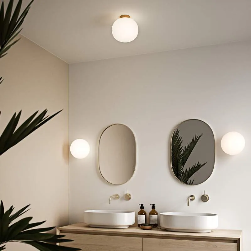 Flush Mount Ceiling Light - White, Glass